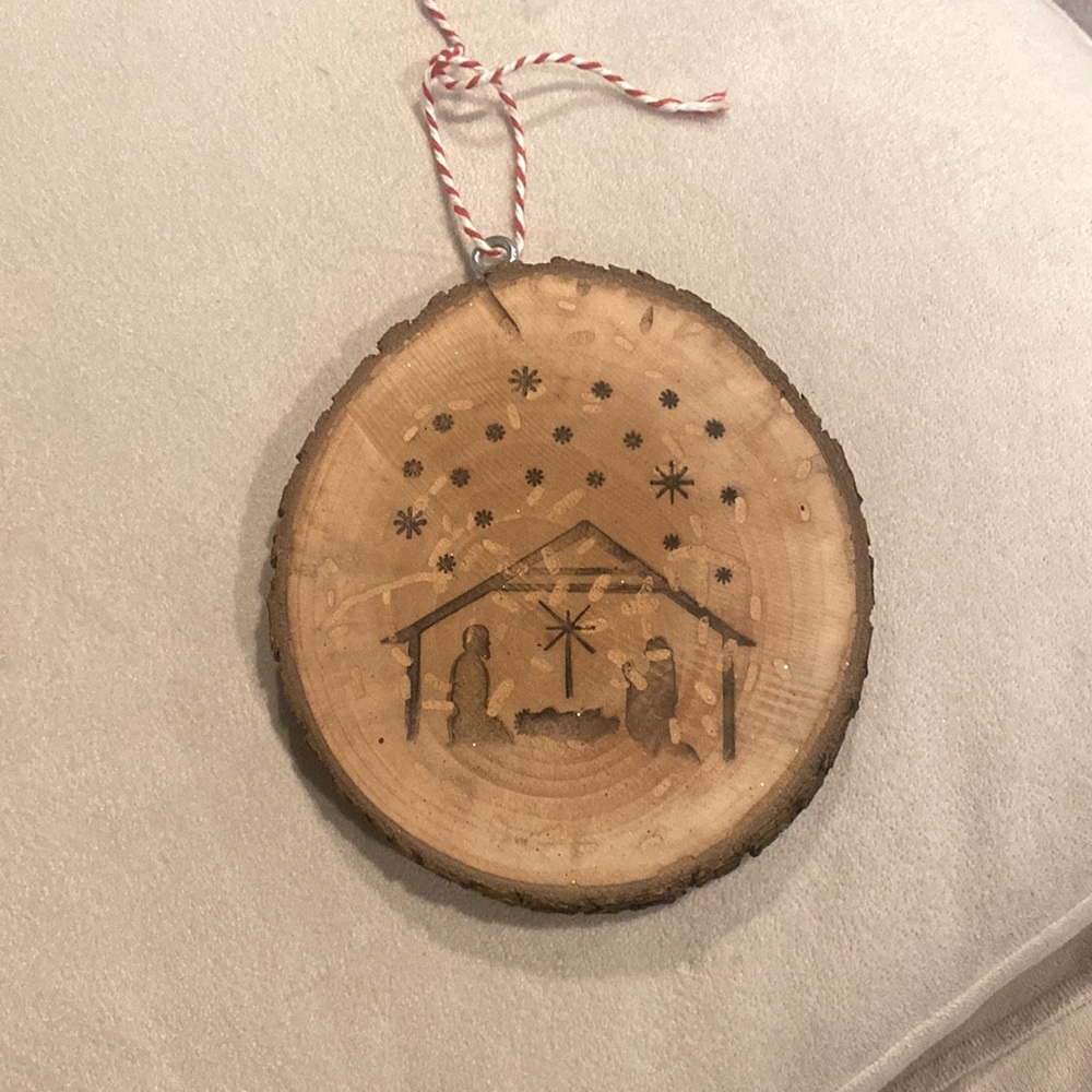 Primitive Wood Christmas Ornament (Manger Scene)
